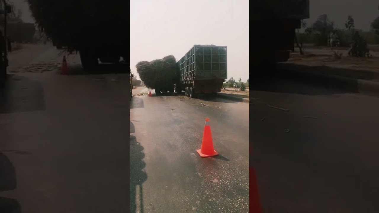 #longvehicle and mf385 sugarcane trolley accident #shortvideo