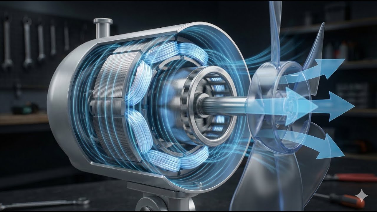 How Does a Fan Actually Work? ⚡ From Electricity to Cool Breeze Explained (Simple) #engineering