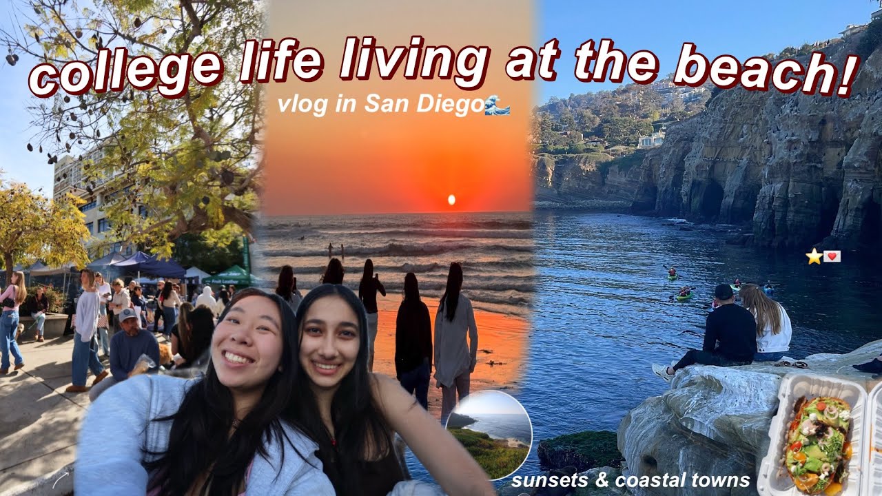 LIFE LIVING NEXT TO THE BEACH vlog! college coastal town & sunsets & friends: cali beach life 25