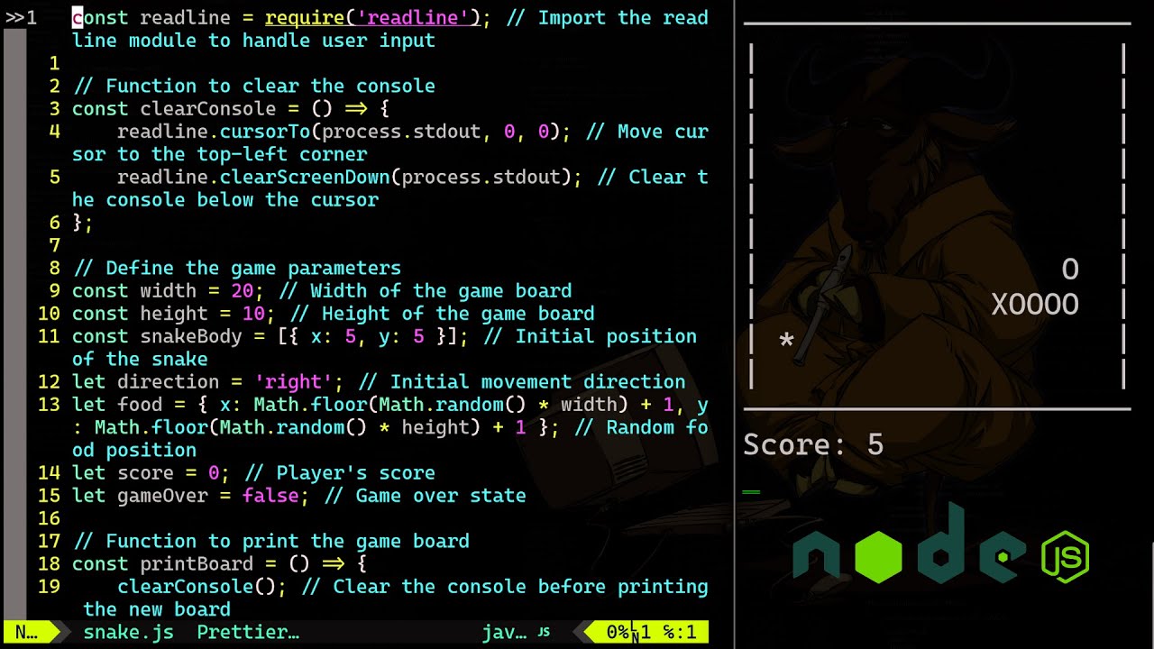 Snake Game in the Terminal with Node.js