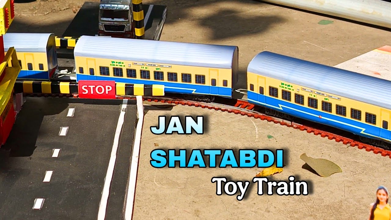 Crossing Jan SHATABDI express with ICF old Blue Coaches of indian railway scale model