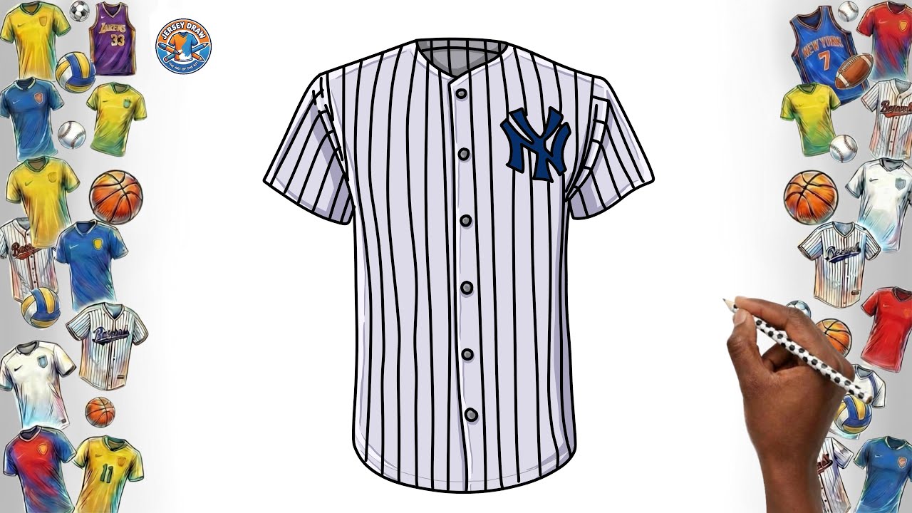 How To Draw The Yankees Pinstripes Jersey Step by step