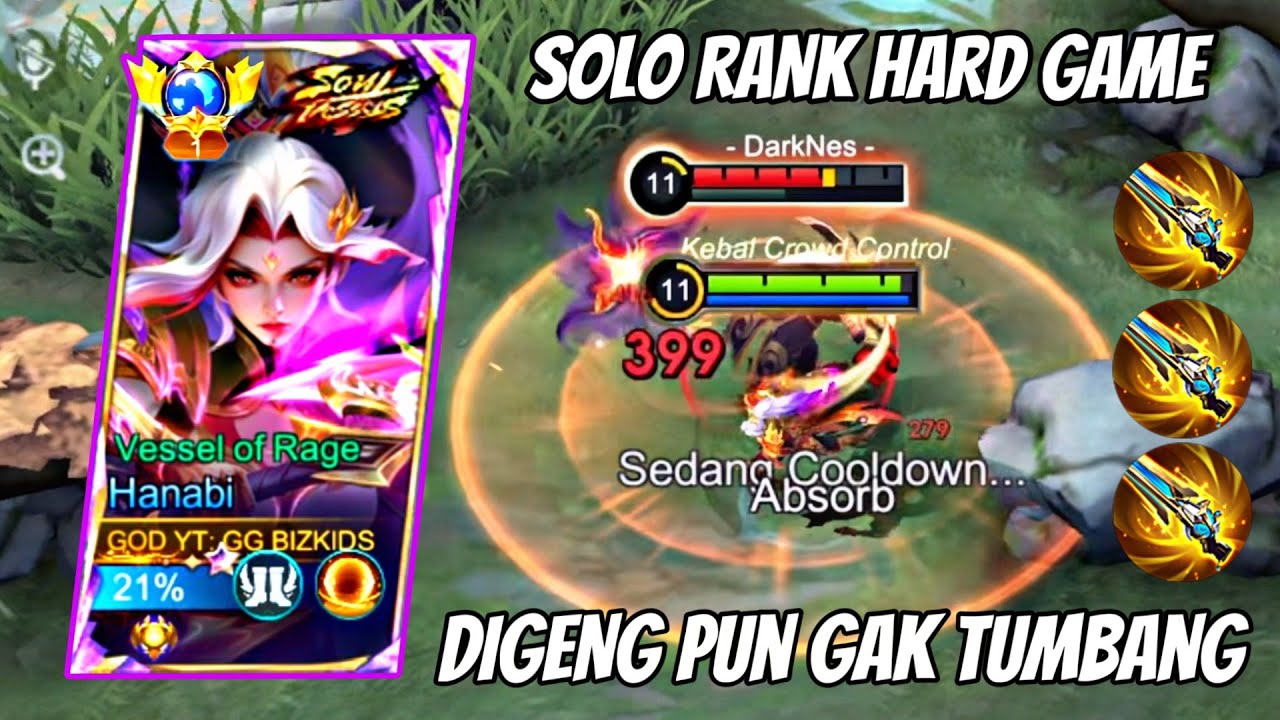 HANABI DIGENG PUN GAK TUMBANG! SOLO RANK BERAT BANGET - BEST BUILD TERSAKIT - MLBB