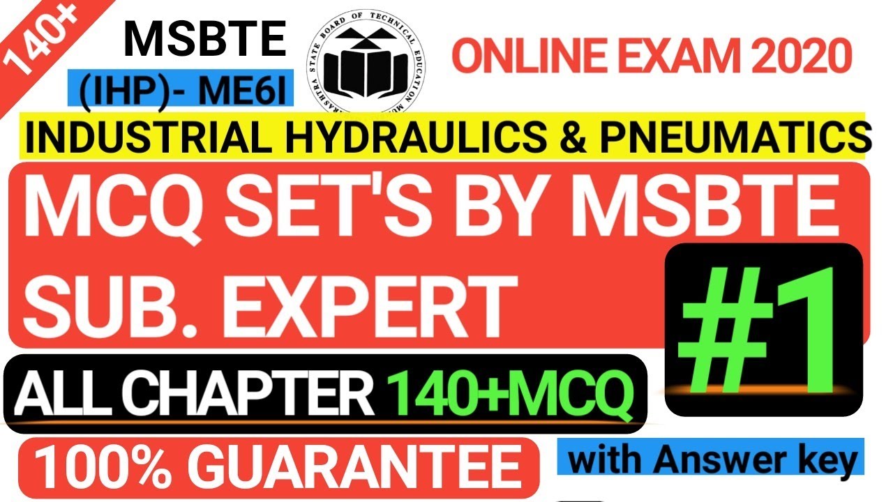 Industrial hydraulics and pneumatics -ALL CH MCQ SET | IHP | 22655 | ME6I | MSBTE | imp