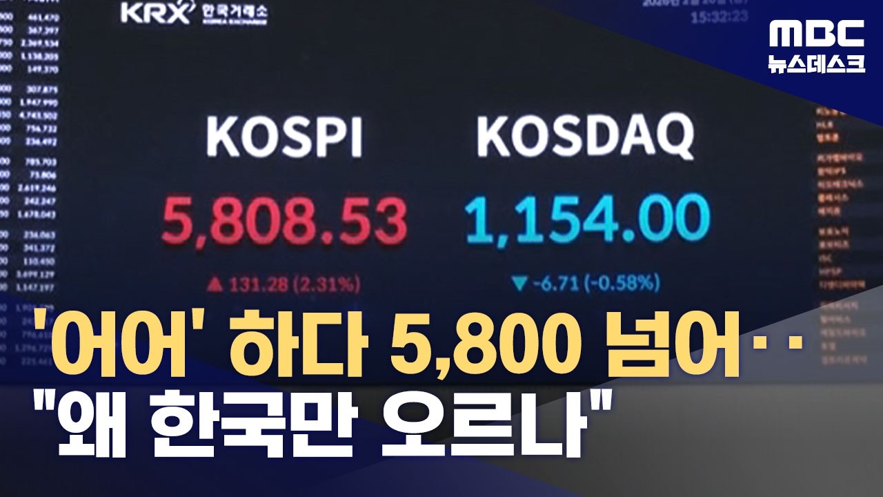 정책 기대에 코스피 단숨에 5,800‥글로벌 운용사가 '찜한' SK하닉 날았다 (2026.02.20/뉴스데스크/MBC)