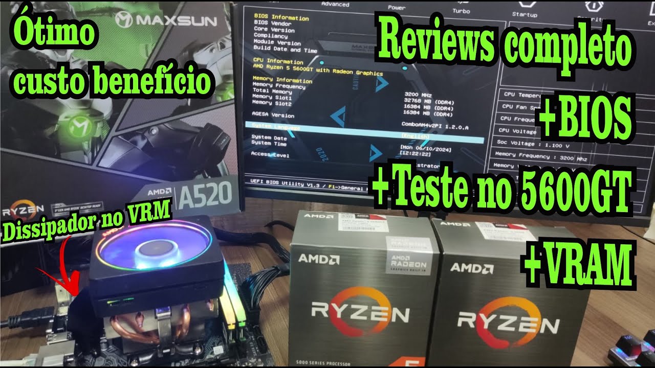 Vídeo completo placa mãe A520M MS Challenger MAXSUN da Terabyte