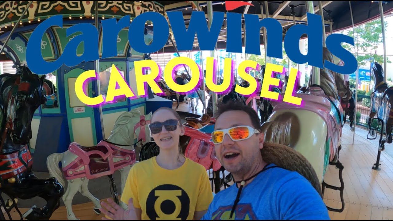 The Grand Carousel Ride & Review Carowinds PTC Hand Carved Horses Cedar Fair Amusement Park On Ride