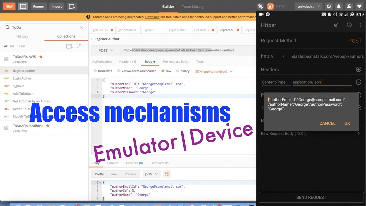 Web services & Android - Part 3, Access mechanisms | Emulator | Device