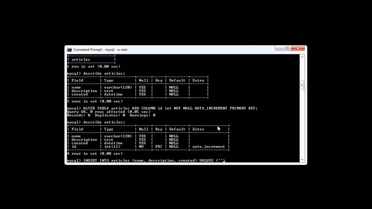MySQL: Inserting a Record