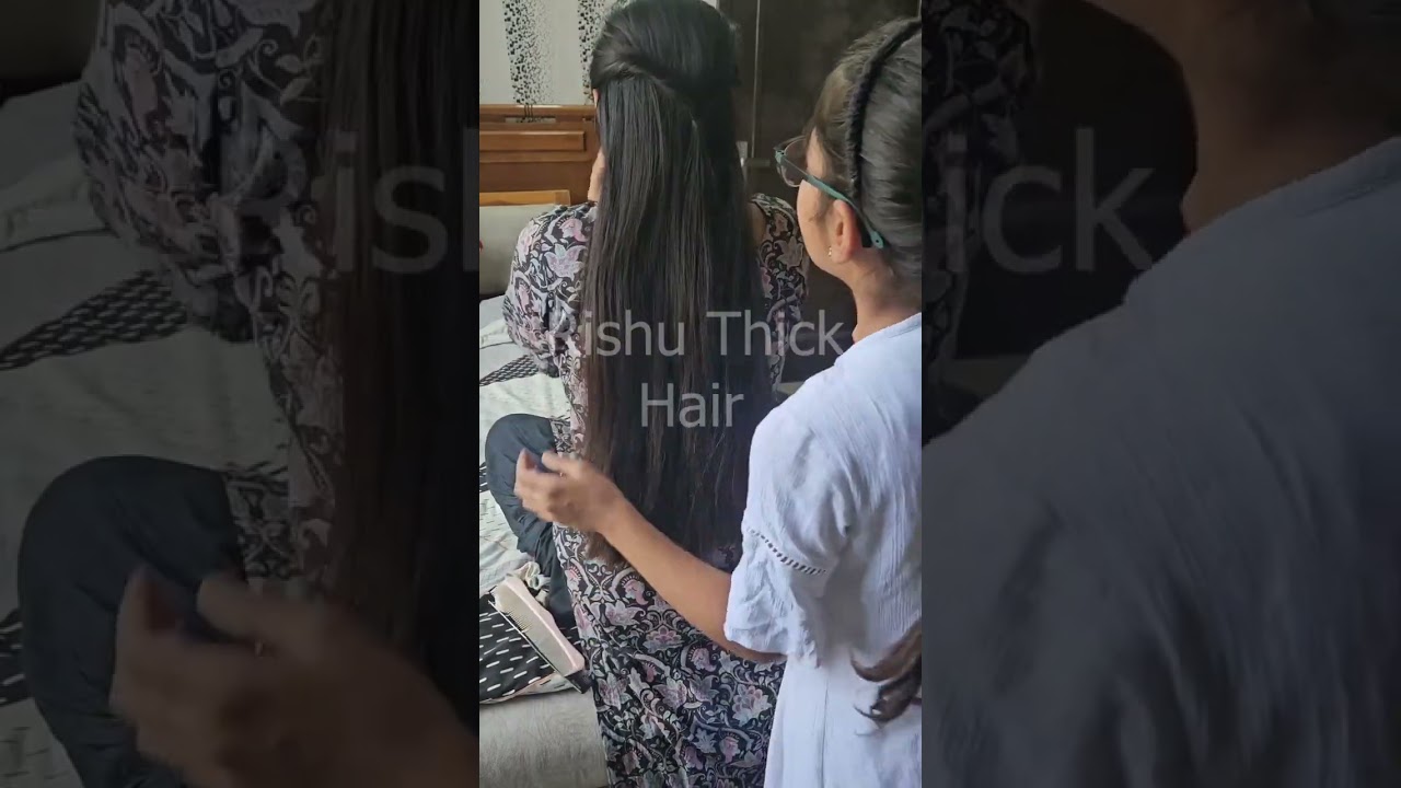 Kid styling long hair of Rishu | hairplay | silky hair | straight hair | thick hair | heavy hair
