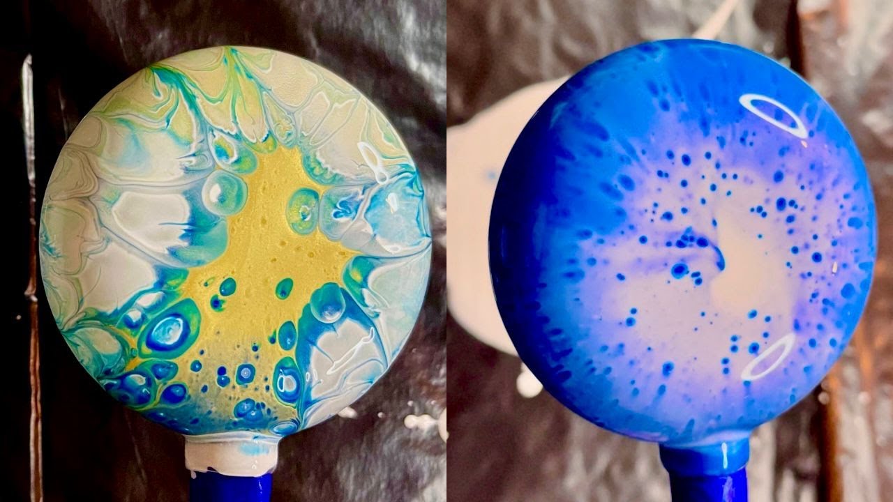 How to make NORTHERN LIGHTS & Frosted Glass Christmas Ornaments - Easy, DIY fluid art