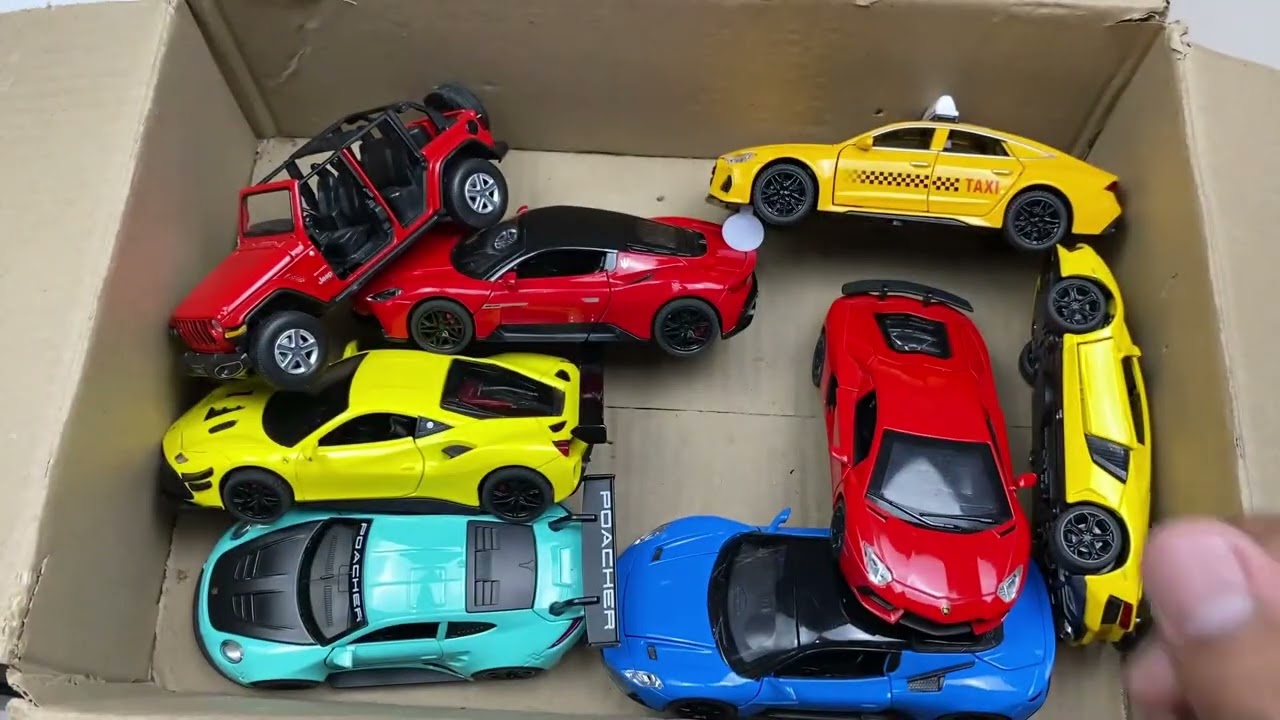 Box Full of Model Cars -Mazda Mx5, Koenigesgg Jesko, Lamborghini Scv12, Byd Yang Wang U8, Toyota Car