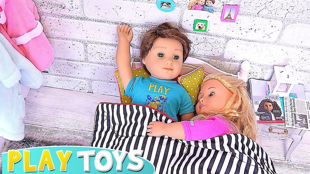 American Girl Baby Doll Morning Routine with Cooking Breakfast! Play Toys
