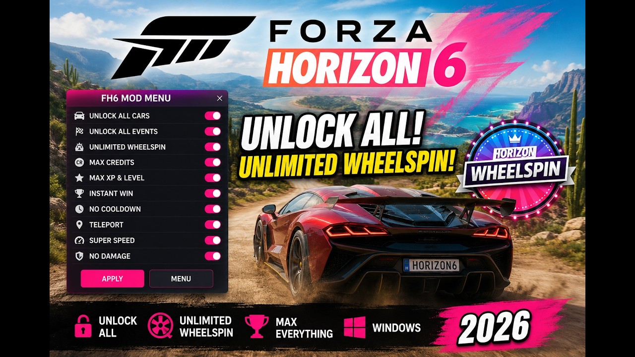 [LEGIT]Forza Horizon 6 Cheats - FH6 Mod Menu * Unlock All   * Unlimited Wheelspin * Windows - 2026