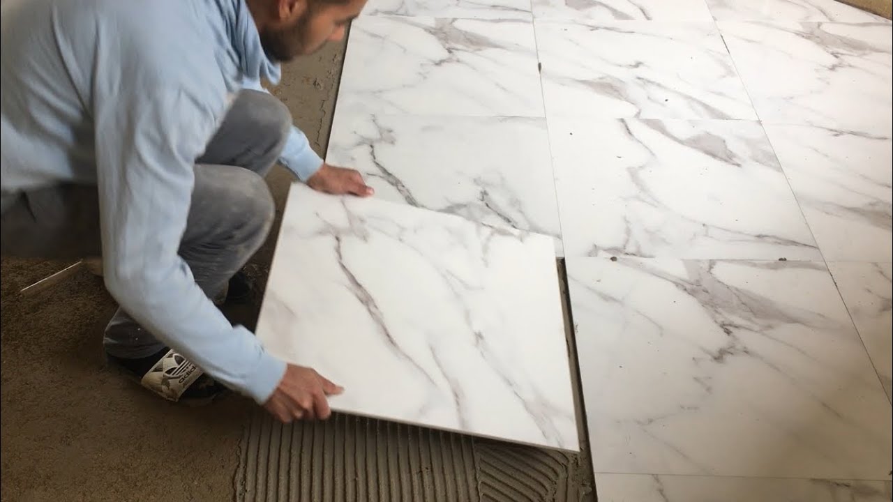 أسهل طريقة لتركيب البلاط بالمادة اللاصقة من الألف الى الياء pose carrelage