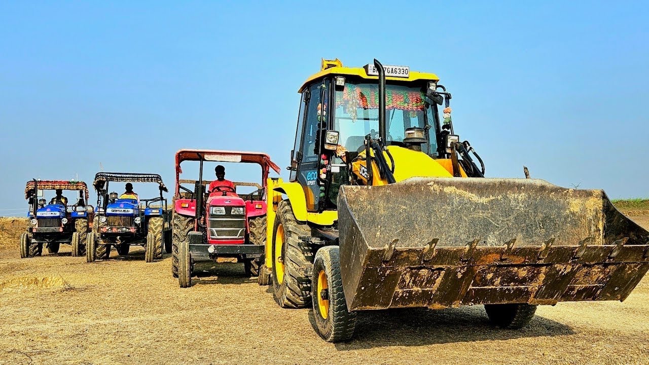 JCB 3dx Backhoe Working with Mahindra 585 | Swaraj | JohnDeere #jcbvideo #farmingvideos#tractorvideo