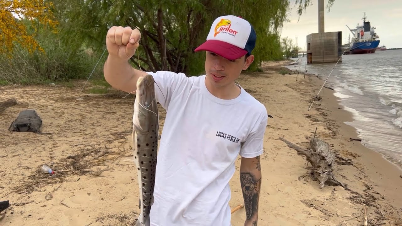 PESCA EN PUERTO SAN MARTÍN DEBAJO DE LA LLUVIA (pesca de costa) 