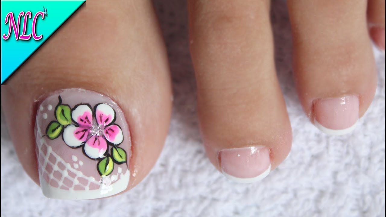 DISEÑO DE UÑAS PARA PIES FLOR SENCILLA - FLOWERS NAIL ART - NLC