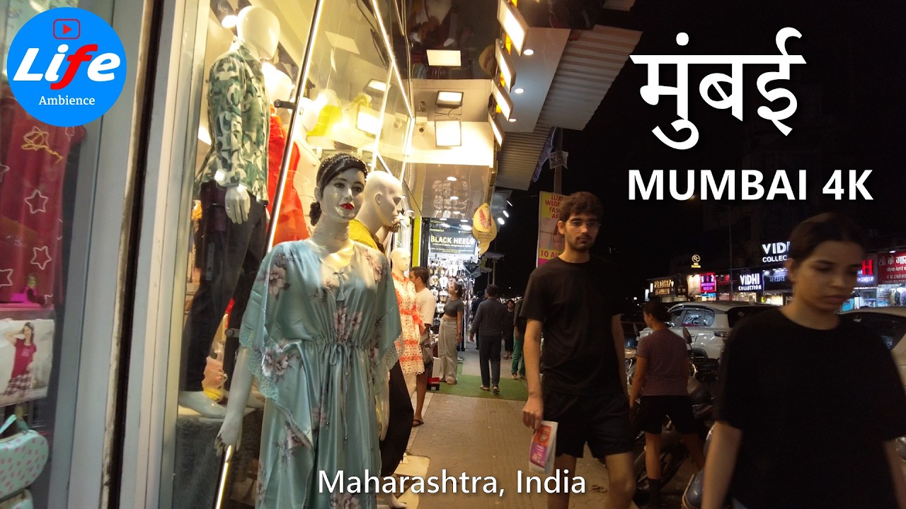 MUMBAI Lokhandwala Market - INDIA Night Walking Tour 4K HDR