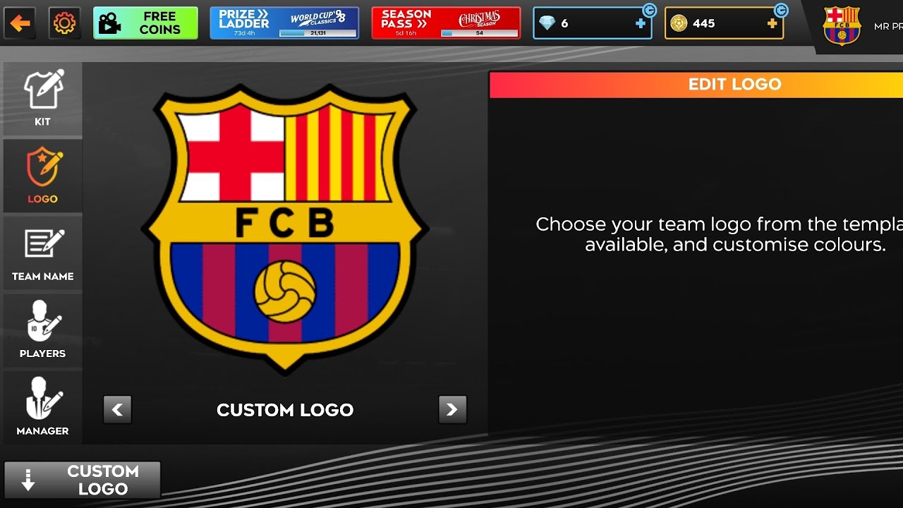 How to import Fc Barcelona logo in DLS 25