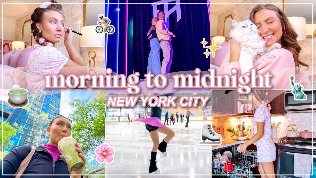 A Calm but Productive Day in NYC🍵 | Ice Skating, Matcha, Meetings, City Night | Lauren Norris
