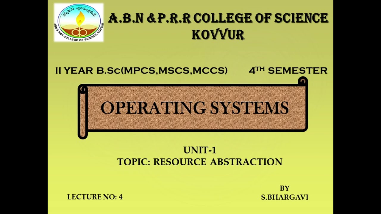 IIBSC 4THSEM PAPER-V OPERATING SYSTEMS LECT-4