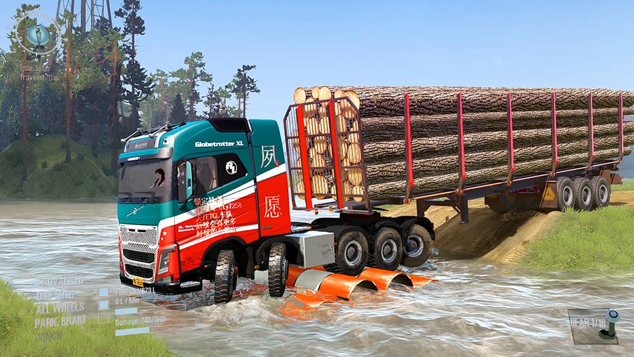 SpinTires: MudRunner GamePlay | Truck vs Extreme Broken Road with Speed Bumps | #MudRunner