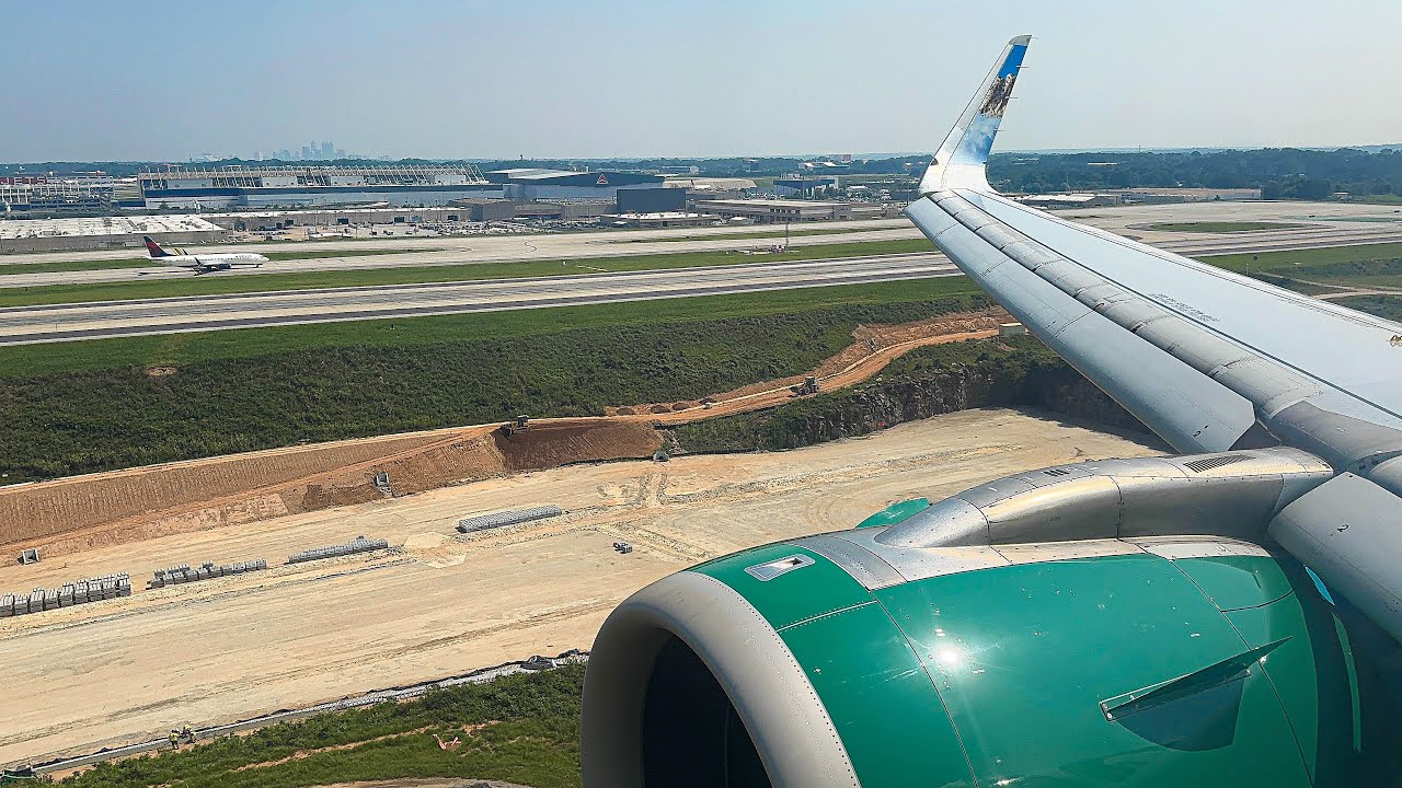 4K | Frontier Airbus A320 NEO Hazy Landing and Taxi at Atlanta Hartsfield International Airport