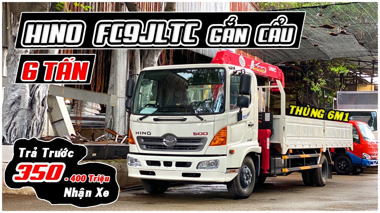 Thanh Lý Xe Tải Cẩu Hino 6 Tấn Thùng Lửng 6m1 Gắn Cẩu Unic340 |Giá Lăn Bánh Xe Tải Cẩu Hino FC 6 Tấn
