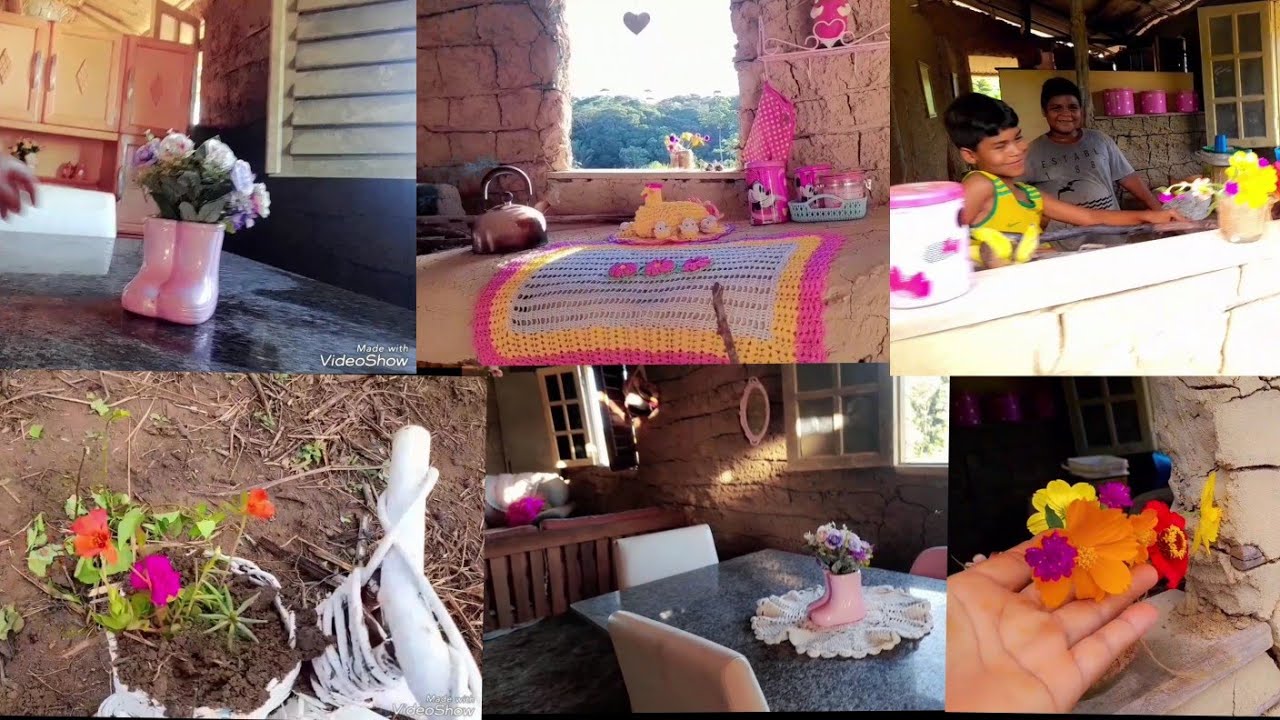 dia de muinto trabalho faxina na casa de barro na   roça continuação do jardim