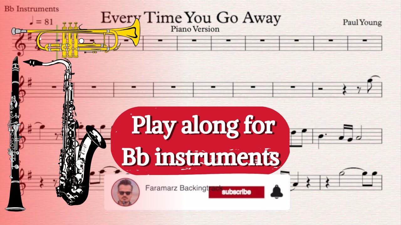 Every Time You Go Away (Piano) - Paul Young | Play along for Bb instruments