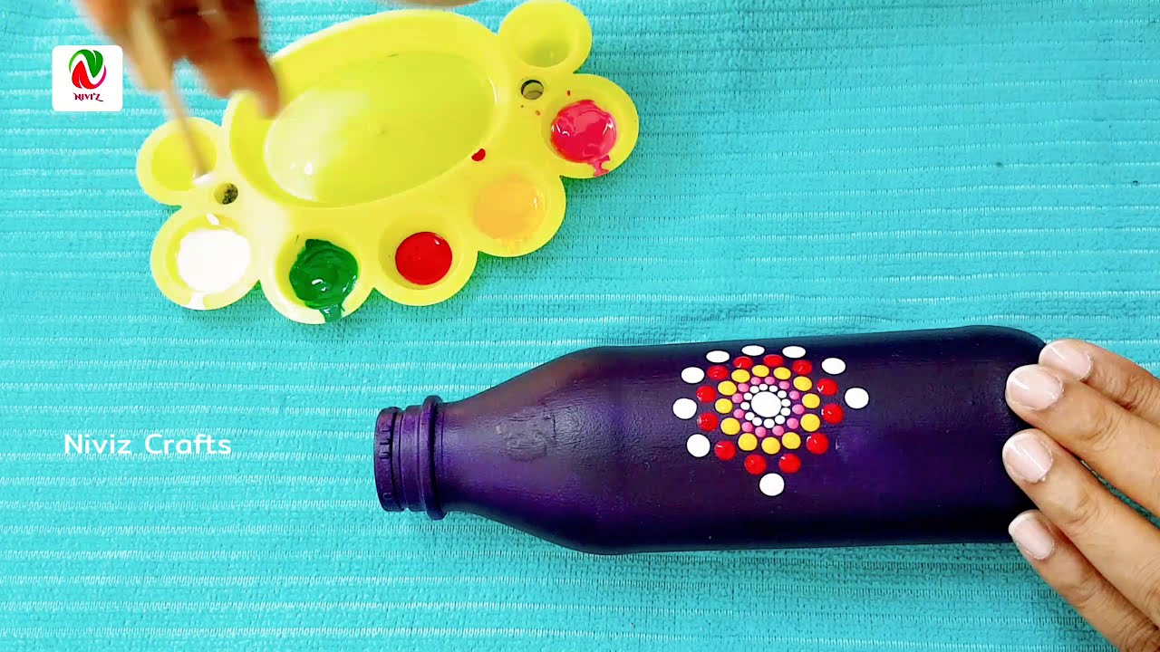 EASY Mandala Art on Small Bottles | Easy Dot Mandala Bottle Painting |  Niviz Crafts Ep 52