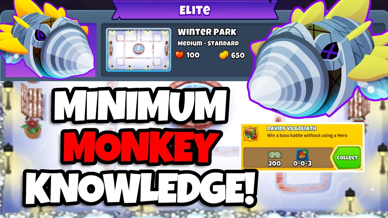 Dreadbloon Elite Tutorial || No Hero Achievement + Minimum Monkey Knowledge || Winter Park (BTD6)