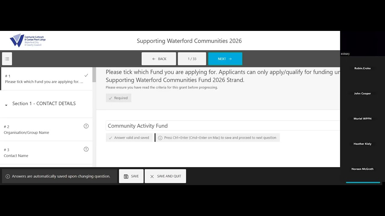 2026 Supporting Waterford Grant - Info Session