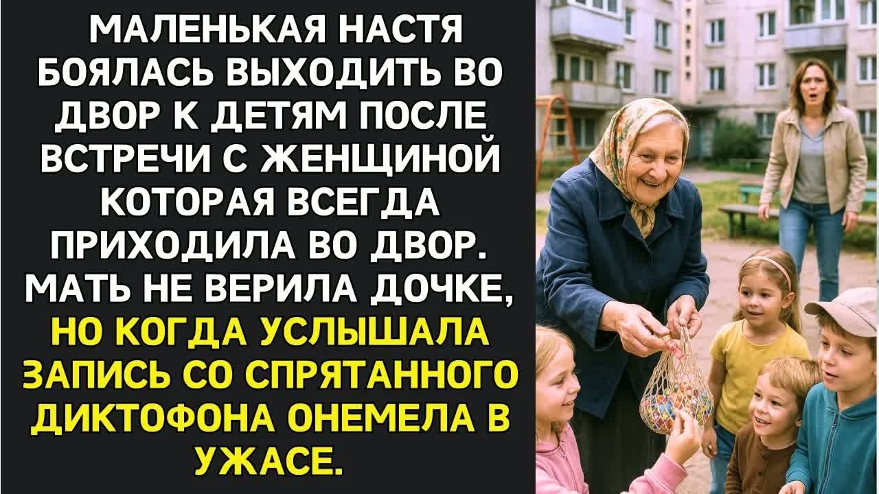 Во дворе странная бабушка всегда улыбалась детям, но спрятанный мамой диктофон записал ужасные вещи…