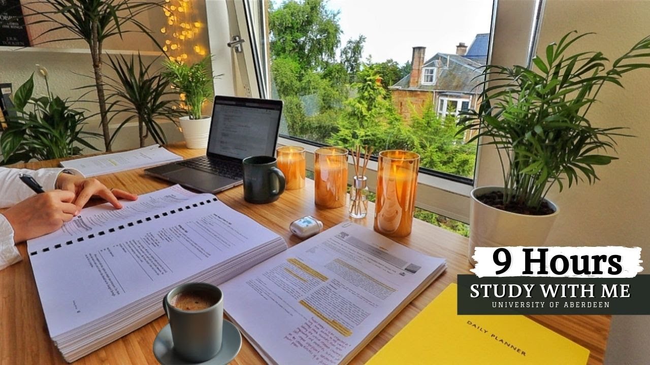 9 HOUR STUDY WITH ME | Background noise, 10-min Break, No music, Study with Merve