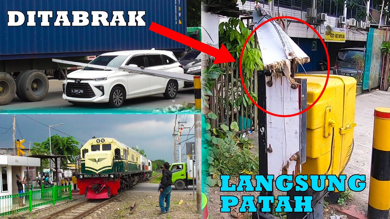 Detik-Detik Palang Perlintasan Kp. Bandan Patah Ditabrak Mobil Saat Datang Loko Vintage Doube Traksi