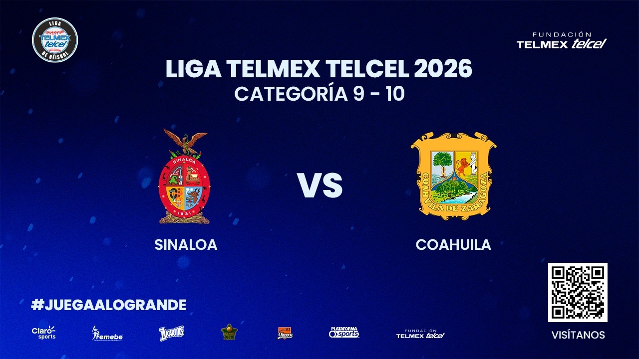 ⚾🔥SINALOA VS COAHUILA | FASE DE GRUPOS | DIA 2 | GRUPO A | LIGA TELMEX TELCEL 2026 9-10 AÑOS