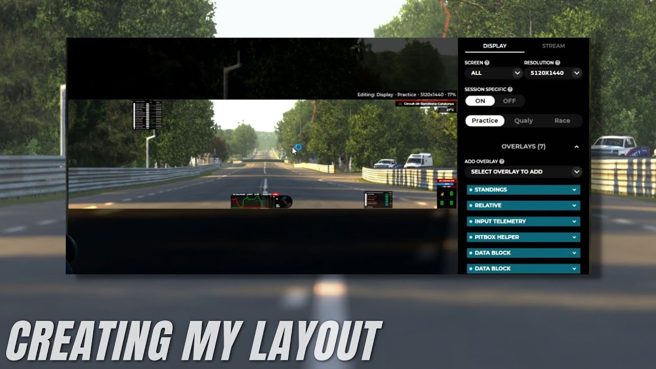 Creating my layout for F1 series in iRacing