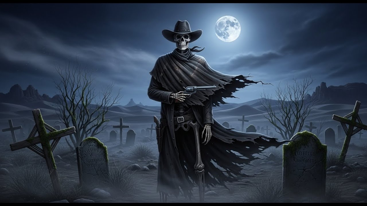 Gothic Western Night Atmos Mix – Skeletal Cowboy Whiskey 4K