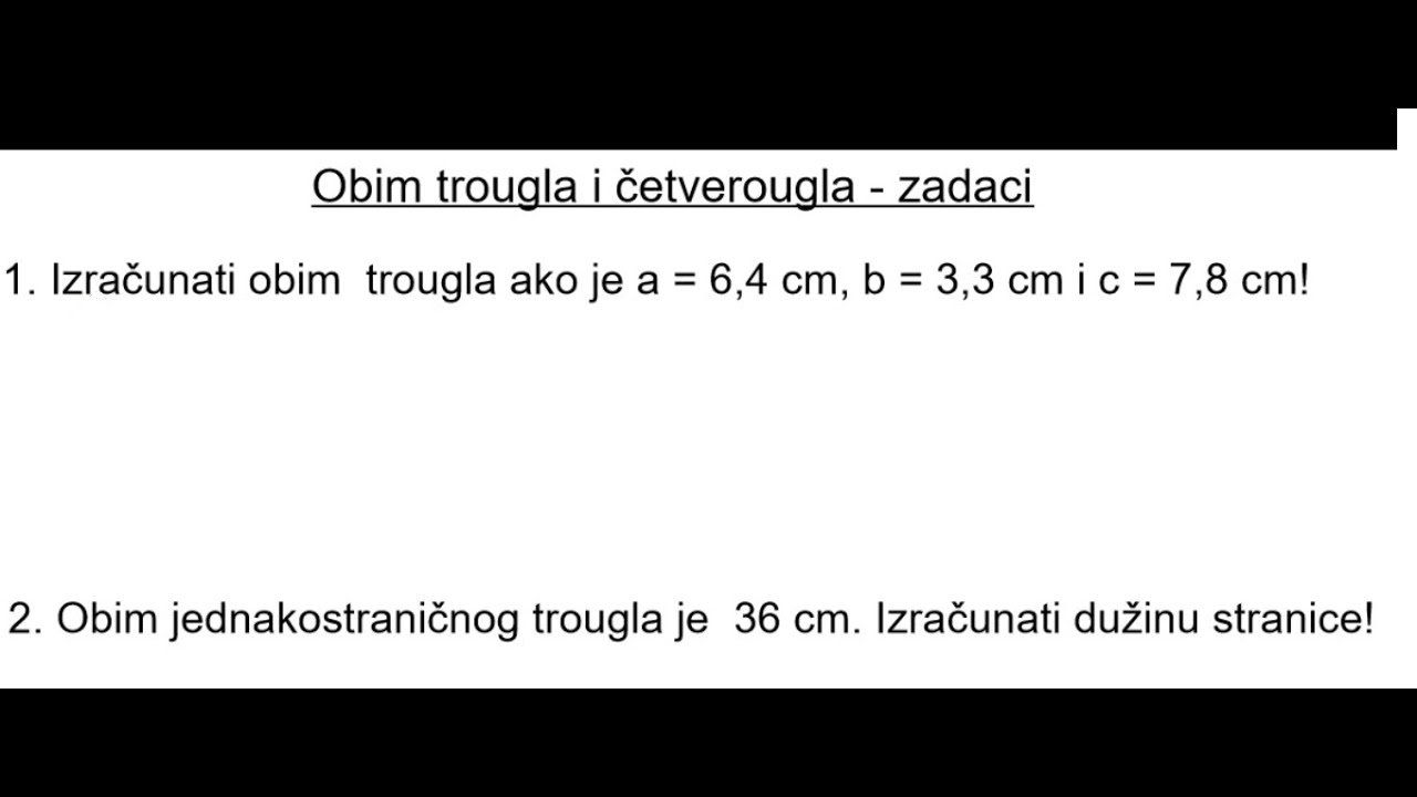 Obim trougla i četverougla -  Zadaci