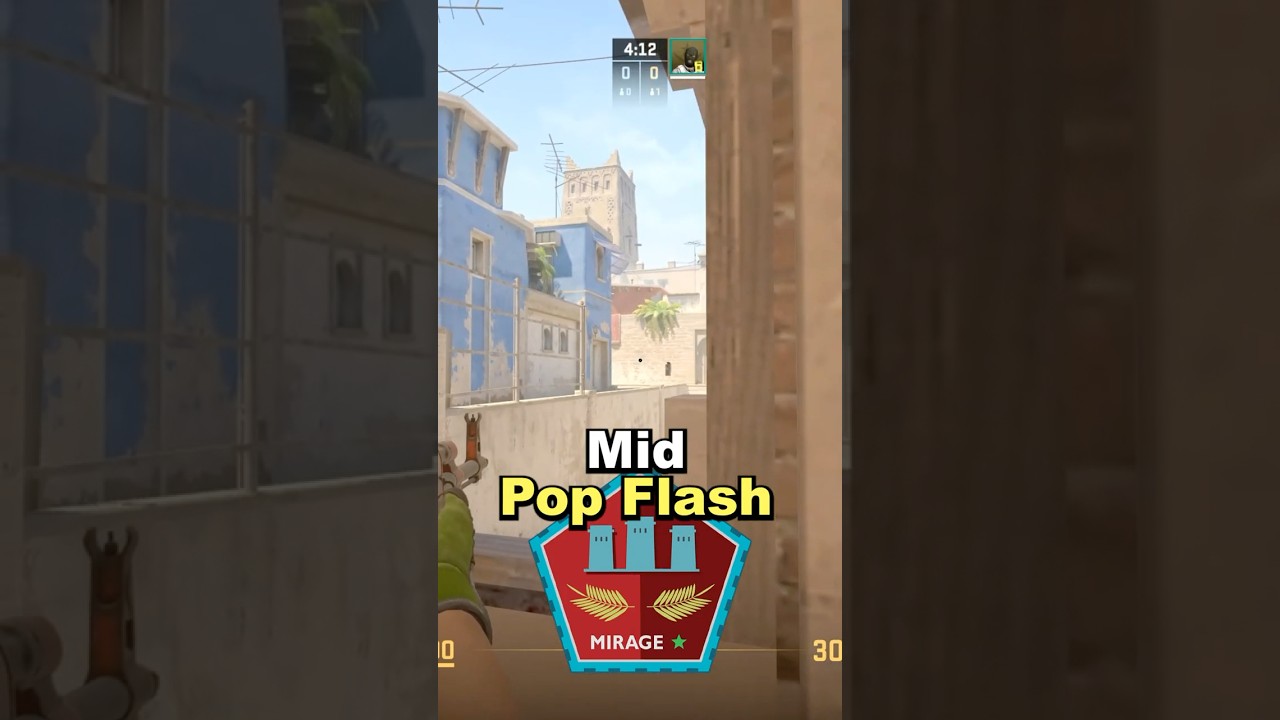 Mirage T Side Mid Flash - CS2 Lineups #cs #cs2 #Mirage #counterstrike #flash #window #mid #Lineup