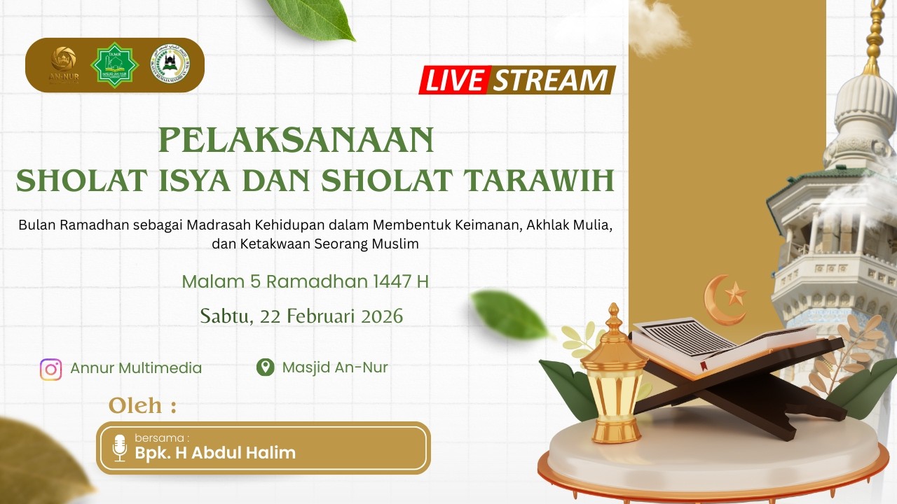 Pelaksanaan sholat Isya dan tarawih malam 5 Ramadhan 1447 H di masjid An-Nur Sambutan Ariesco