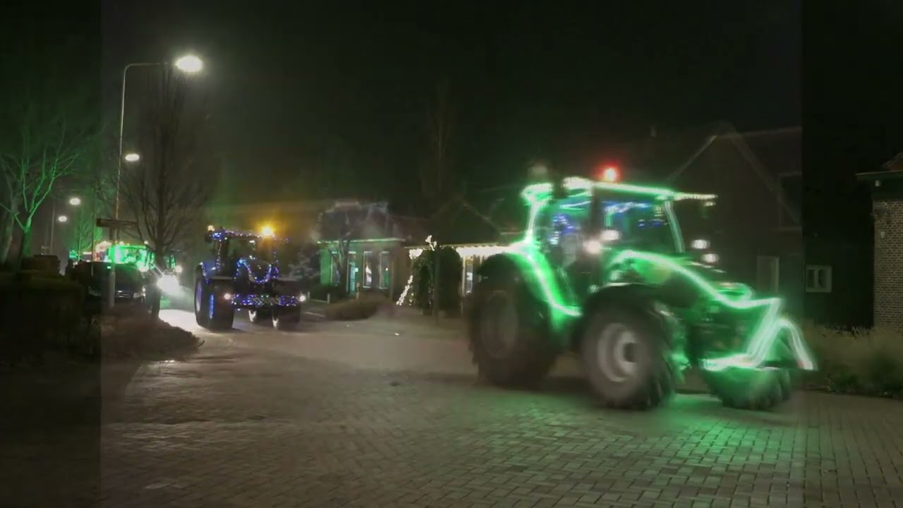 Trekkertocht met kerstverlichting
