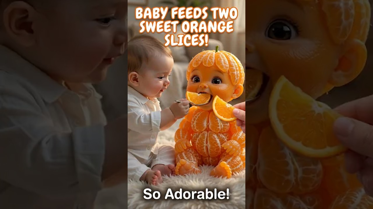 Baby Feeds Orange Baby Two Sweet Orange Slices 🍊❤️ Cutest Laugh Ever! | #Shorts