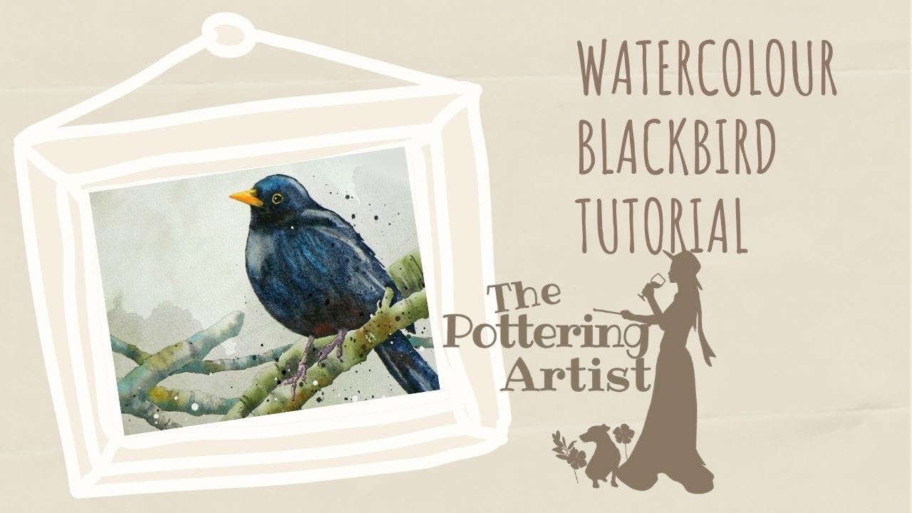 How To Paint Birds in Watercolor - Step by Step Blackbird Watercolor Painting Tutorial