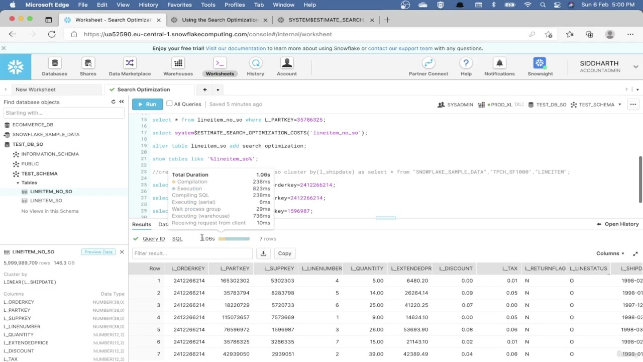 4.9 - Snowflake Search Optimization Feature: Improve Query Performance