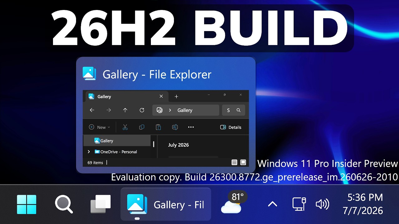 Новая сборка Windows 11 26H2 26300.8772 &mdash; новый дизайн окна поиска, новая анимация панели задач (...