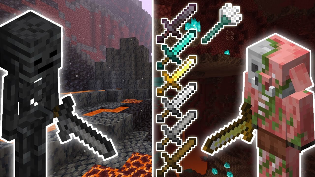 WITHER SKELETON VS ALL SWORD-WIELDING ZOMBIFIED PIGLINS (+ TRIDENT) | MINECRAFT