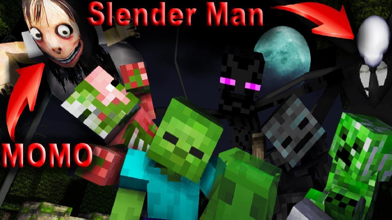 momo and slenderman!!! monsters school